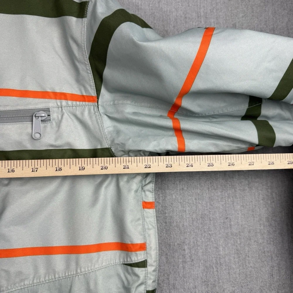FOURSQUARE Burton Snowboard Coat Men's M Hood Microshield Ski ski green stripes